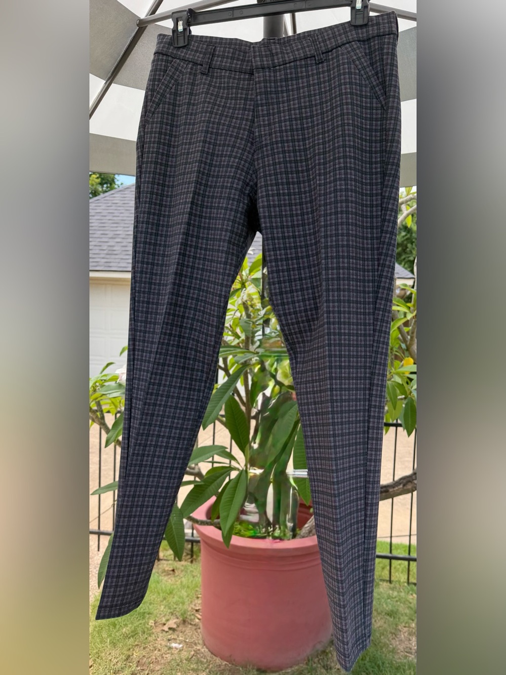 Kut from the Kloth Black and Gray Plaid Trousers